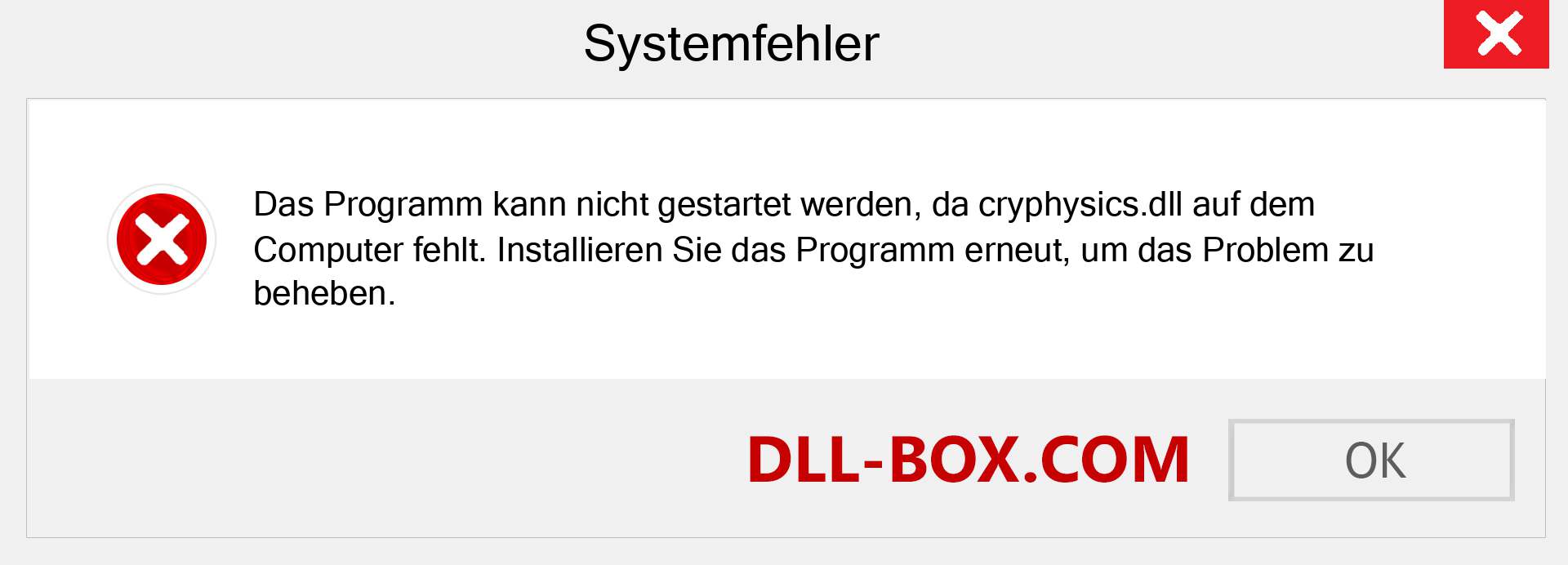 cryphysics.dll-Datei fehlt?. Download für Windows 7, 8, 10 - Fix cryphysics dll Missing Error unter Windows, Fotos, Bildern