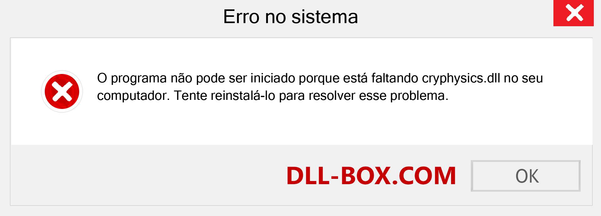 Arquivo cryphysics.dll ausente ?. Download para Windows 7, 8, 10 - Correção de erro ausente cryphysics dll no Windows, fotos, imagens